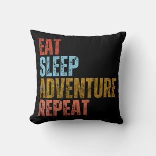 EAT SLEEP ADVENTURE REPEAT THROW PILLOW