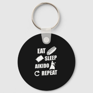 Eat Sleep Aikido Repeat Gift Idea Keychain