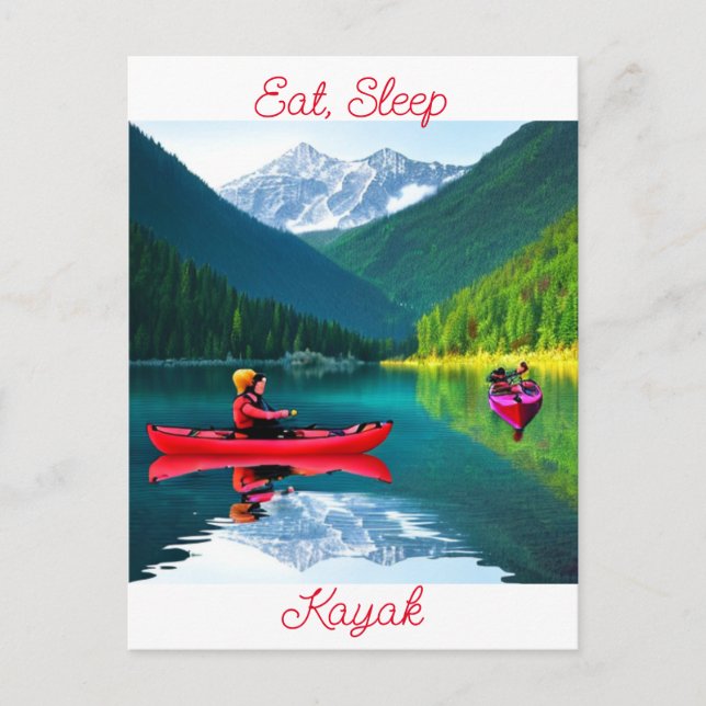 Eat, Sleep and Kayak | Keeping in Touch Postcard (Front)