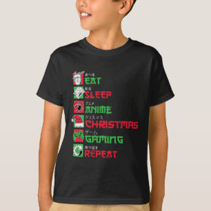 Eat Sleep Anime Gaming Christmas Pajama X-mas Holi T-Shirt
