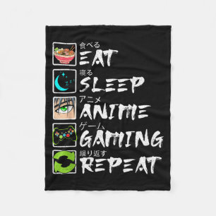 Eat Sleep Anime Gaming Repeat Gamer Men Teen Boy A Fleece Blanket