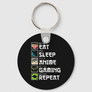 Eat Sleep Anime Gaming Repeat Gamer Men Teen Boy A Keychain
