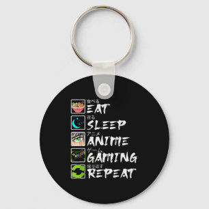 Eat Sleep Anime Gaming Repeat Gamer Men Teen Boy A Keychain