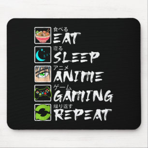 Eat Sleep Anime Gaming Repeat Gamer Men Teen Boy A Mouse Pad