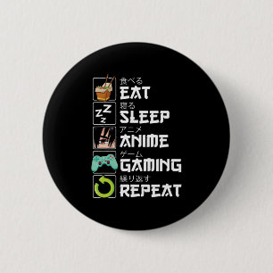 Eat Sleep Anime Gaming Repeat Kawaii Otaku Anime M 2 Inch Round Button