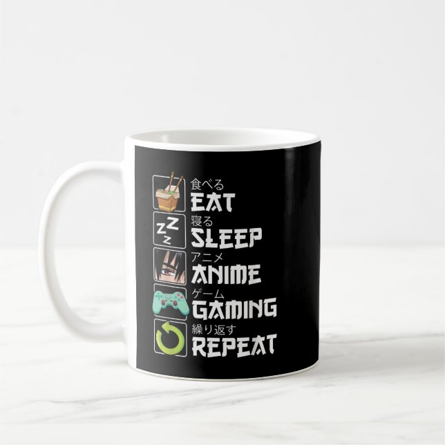 Eat Sleep Anime Gaming Repeat Kawaii Otaku Anime M Coffee Mug (Left)