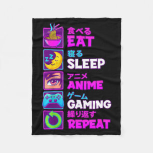 Eat Sleep Anime Gaming Repeat Kawaii Otaku Anime M Fleece Blanket