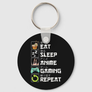 Eat Sleep Anime Gaming Repeat Kawaii Otaku Anime M Keychain