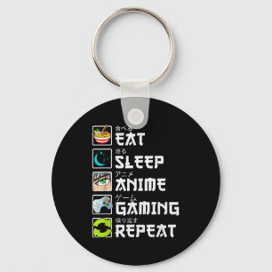 Eat Sleep Anime Gaming Repeat Kawaii Otaku Anime M Keychain