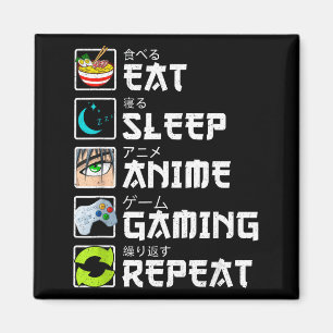 Eat Sleep Anime Gaming Repeat Kawaii Otaku Anime M Magnet