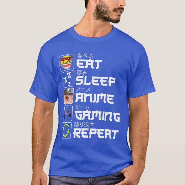 Eat Sleep Anime Gaming Repeat Otaku Anime Manga fr T-Shirt (Front)