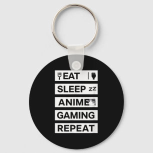 Eat Sleep Anime Gaming Repeat Otaku Gamer Humour  Keychain