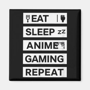 Eat Sleep Anime Gaming Repeat Otaku Gamer Humour Magnet