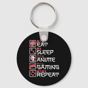 Eat Sleep Anime Gaming Repeat Otaku Gamer Japanese Keychain