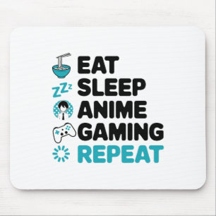 Eat Sleep Anime Gaming Repeat Video Gamer Anime Lo Mouse Pad