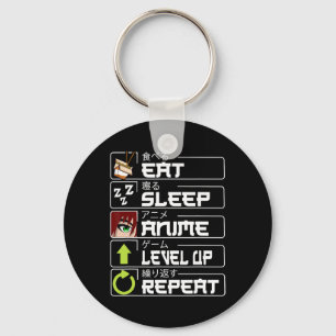 Eat Sleep Anime Level Up Repeat Otaku Anime Manga Keychain