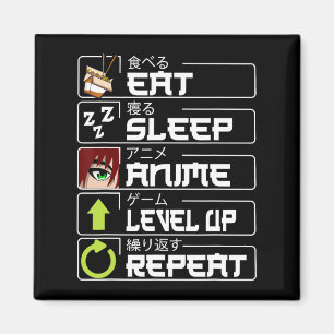 Eat Sleep Anime Level Up Repeat Otaku Anime Manga  Magnet