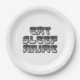 Eat Sleep Anime Paper Plate