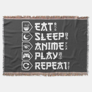 Eat Sleep Anime Play Repeat Otaku Anime Lifestyle Throw Blanket