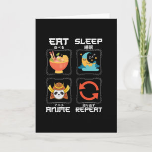 Eat Sleep Anime Repeat Cute   for Anime Lover Card