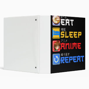 Eat Sleep Anime Repeat Gift Idea Cosplayer Binder
