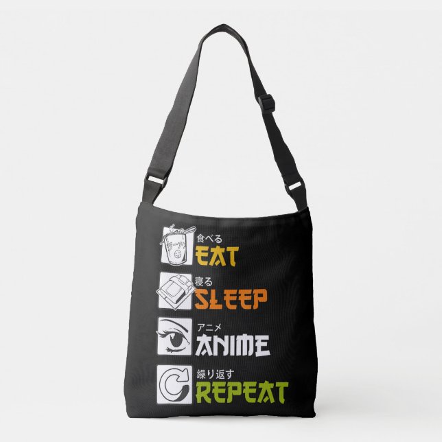 Eat Sleep Anime Repeat Gift Idea Cosplayer Crossbody Bag (Front)