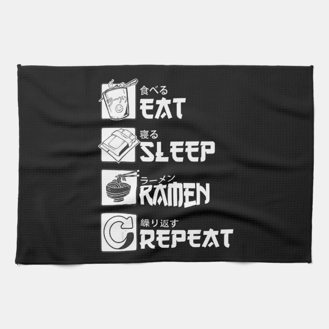 Eat Sleep Anime Repeat Gift Idea Cosplayer Kitchen Towel (Horizontal)