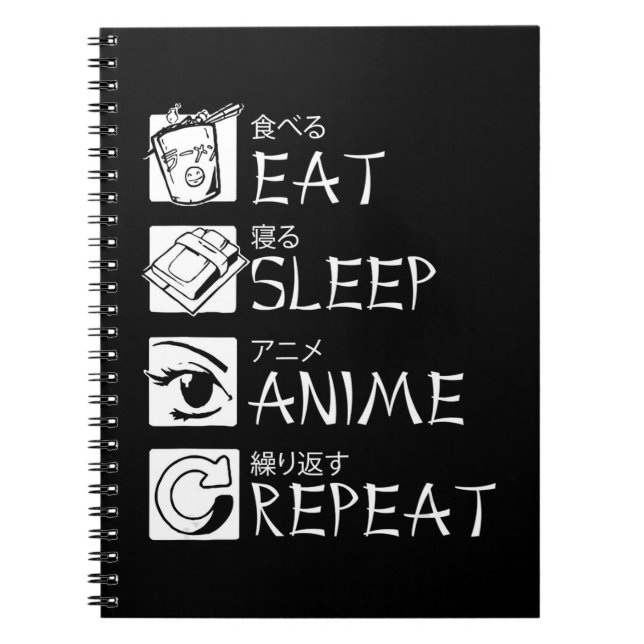 Eat Sleep Anime Repeat Gift Idea Cosplayer Notebook (Front)