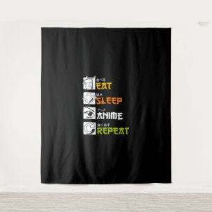 Eat Sleep Anime Repeat Gift Idea Cosplayer Tapestry