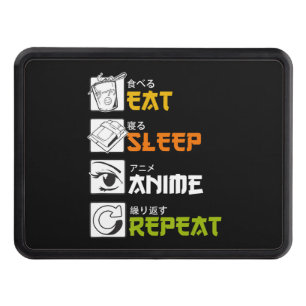 Eat Sleep Anime Repeat Gift Idea Cosplayer Trailer Hitch Cover