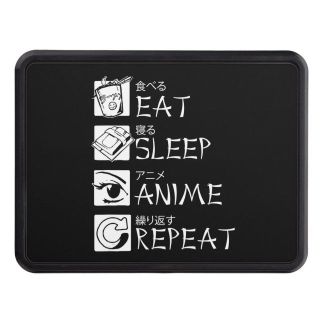 Eat Sleep Anime Repeat Gift Idea Cosplayer Trailer Hitch Cover (Front)