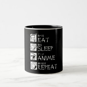 Eat Sleep Anime Repeat Gift Idea Cosplayer Two-Tone Coffee Mug