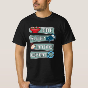 Eat Sleep Anime Repeat Japanese   Kawaii Design T-Shirt