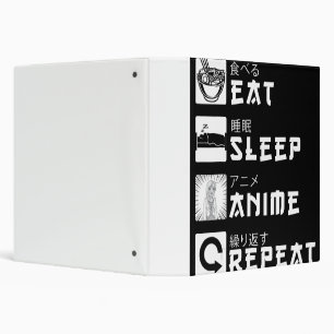 Eat Sleep Anime Repeat Japanese Manga Lover Binder