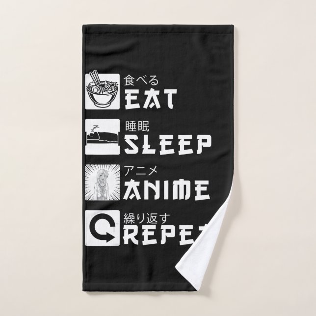 Eat Sleep Anime Repeat Japanese Manga Lover Hand Towel (Hand Towel)
