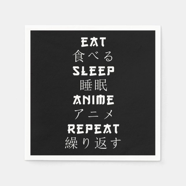 Eat Sleep Anime Repeat Japanese Manga Lover Napkin (Front)