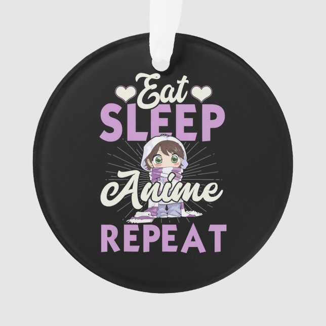 Eat Sleep Anime Repeat Japanese Manga Lover Ornament (Front)