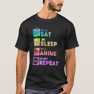 Eat Sleep Anime Repeat Kawaii Tie Dye Gifts T-Shirt