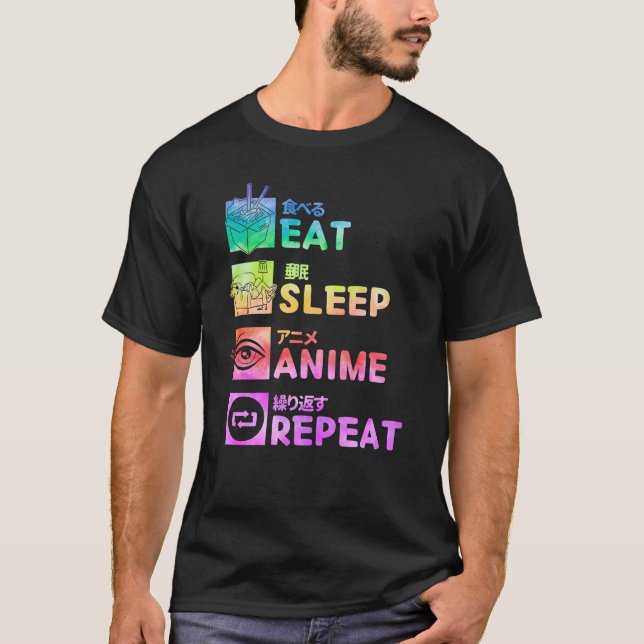 Eat Sleep Anime Repeat Kawaii Tie Dye Gifts T-Shirt (Front)