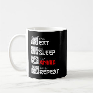 Eat Sleep Anime Repeat Manga Japan Kanji Weeb Vint Coffee Mug
