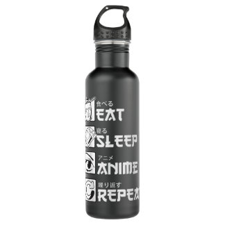 Eat Sleep Anime Repeat Shirt, Funny Japanese Manga 710 Ml Water Bottle