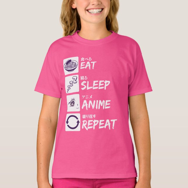 EAT SLEEP ANIME REPEAT T-Shirt (Front)