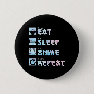 Eat Sleep Anime Repeat  – Watercolor style Anime M 2 Inch Round Button
