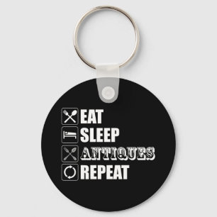Eat. Sleep. Antiques. Repeat Keychain