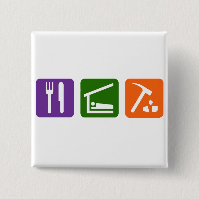 Eat Sleep Archaeology 2 Inch Square Button (Front)