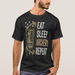 Eat Sleep Archery Repeat Camouflage Bow USA Arch T-Shirt