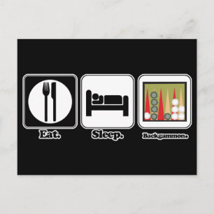 eat sleep backgammon postcard
