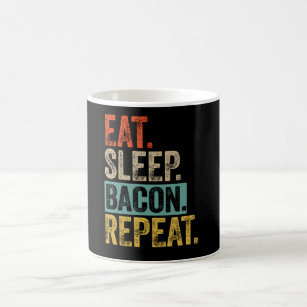 Eat sleep bacon repeat retro vintage coffee mug