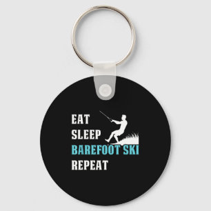 Eat sleep barefoot ski repeat skier hobby saying  keychain