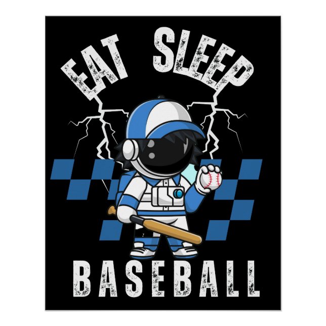 Eat Sleep Baseball Baseball Player Funny Baseball Poster (Front)